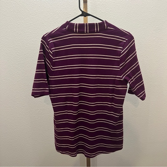 Isaac Mizrahi Live! Women's Top Purple & Cream Stripes Medium - Picture 7 of 7